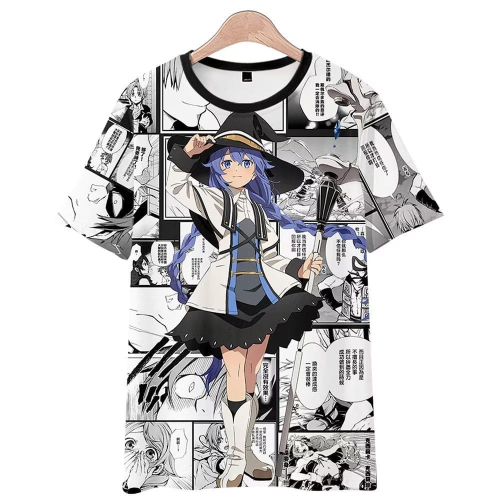 T-shirt anime Mushoku Tensei COS em torno de impressão 12D su