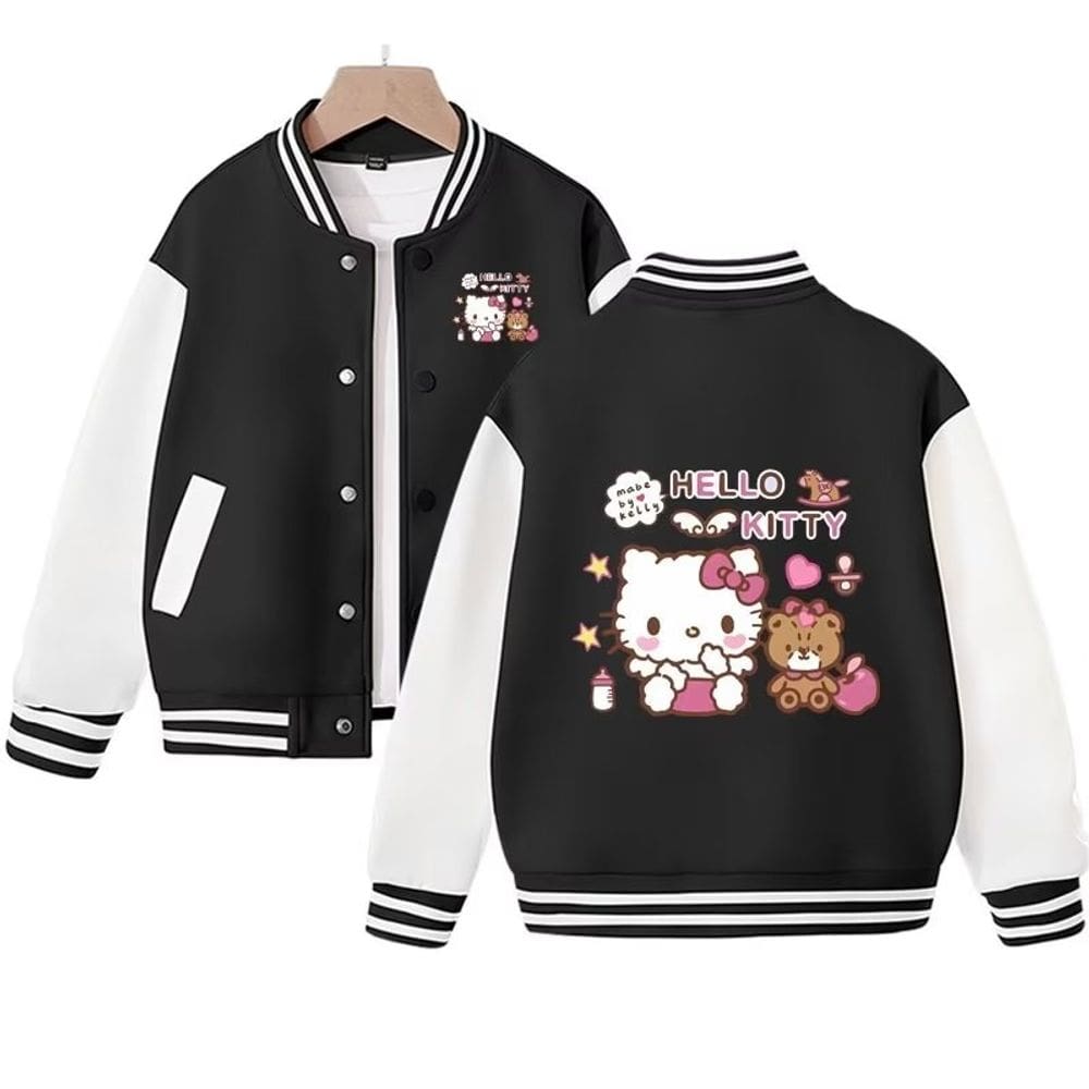 Jaqueta Baseball Uniforme Digital Anime Impresso Gato Kitty