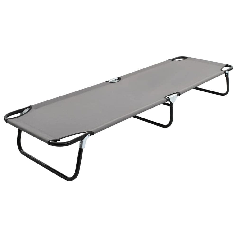 Cama de acampamento de pátio VidaXL dobrável cinza com capacidade de 120 kg