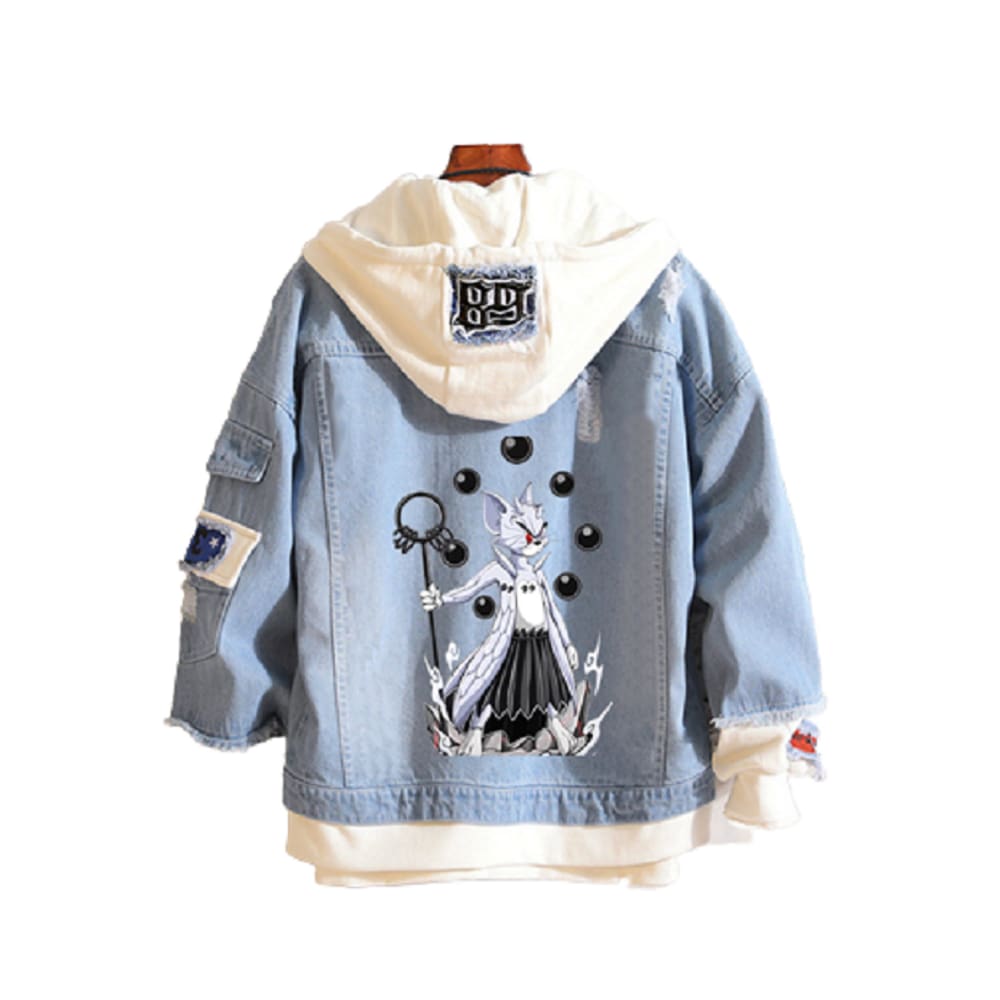Jaqueta jeans padrão Tom e Jerry Cos Naruto Uchiha Obito
