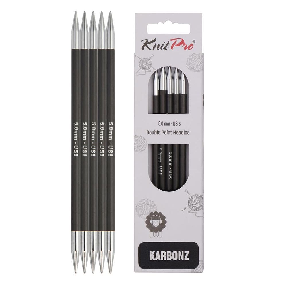 Agulhas de ponta dupla KnitPro Karbonz 6 (15 cm) Tamanho americano 8
