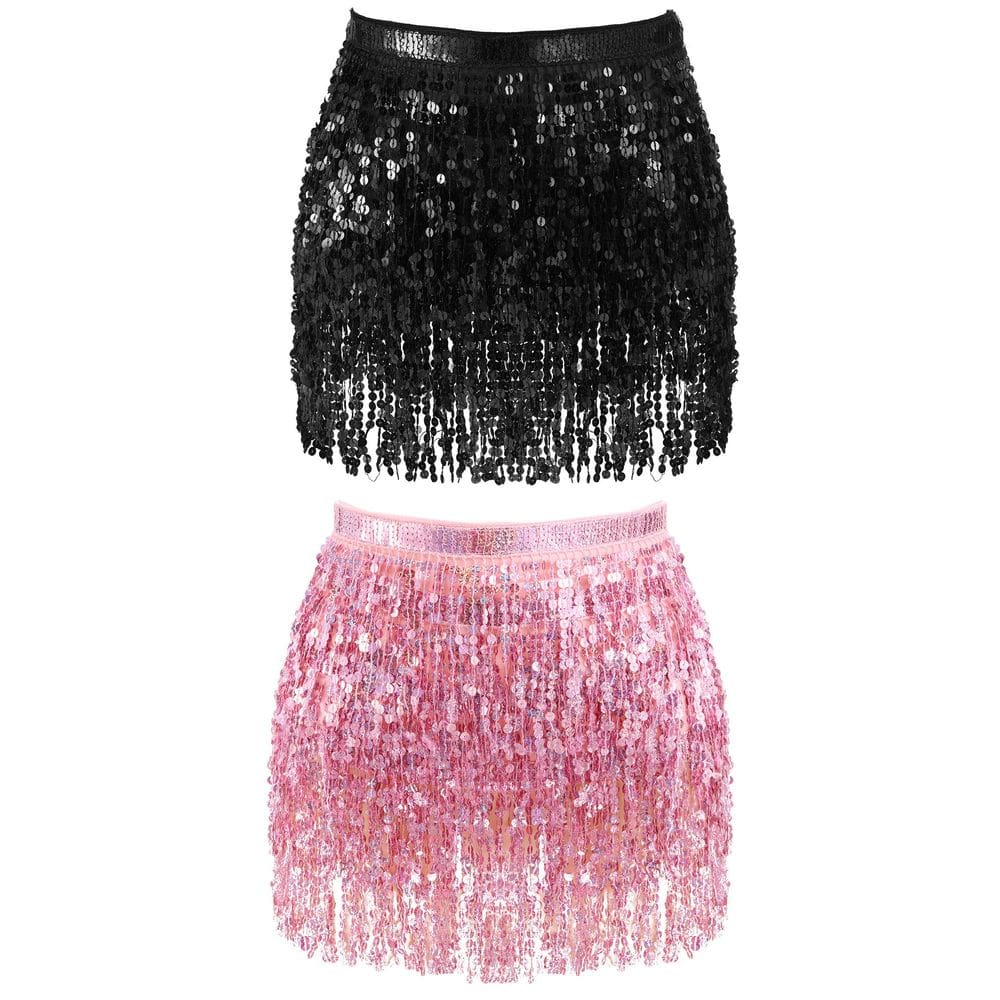 Saia de lantejoulas Syhood LED Light Up Belly Dance 2 unidades