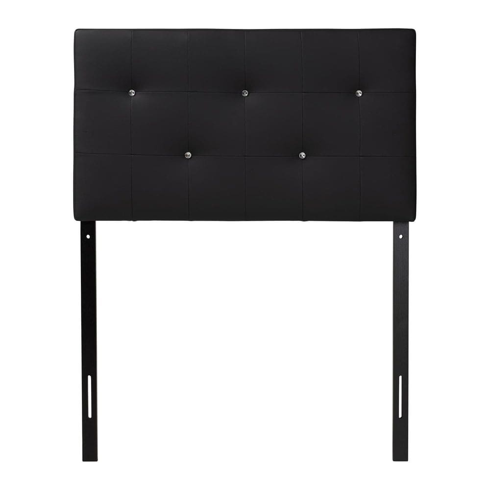 Cabeceira Baxton Studio Dalini Black Faux Leather Twin Size