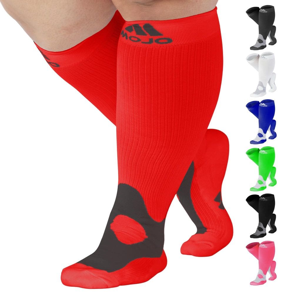 Meias de compressão Mojo A601 para mulheres e homens 20-30mmHg vermelhas