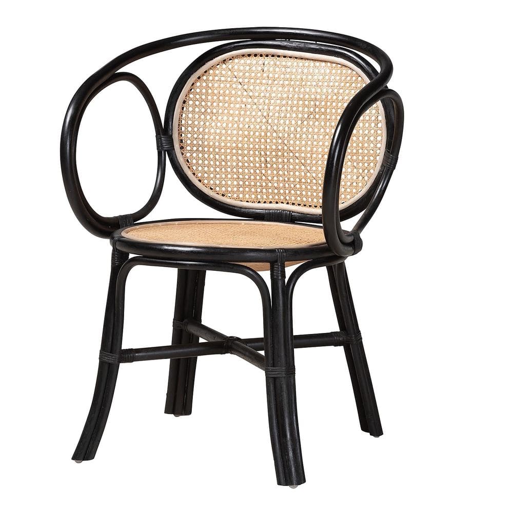 Cadeira de jantar Baxton Studio Palesa Modern Bohemian Rattan
