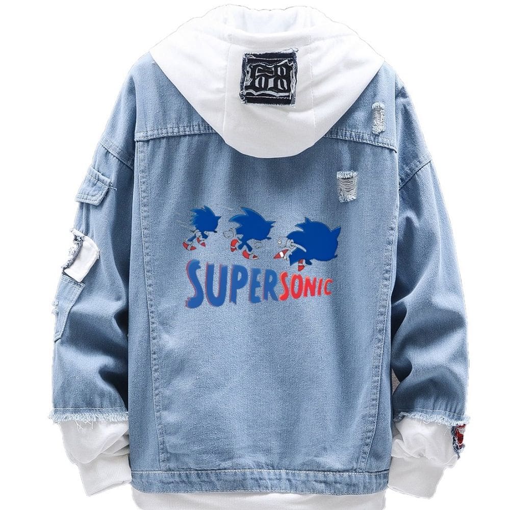 Jaqueta jeans Sanmu Casual Digital Print Super Sonic