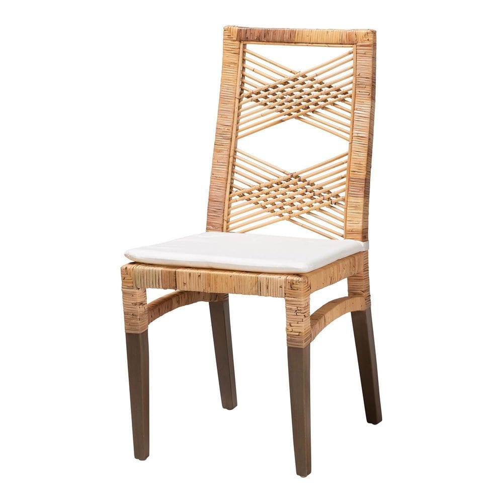 Cadeira de jantar Baxton Studio Poltak Modern Bohemian Rattan