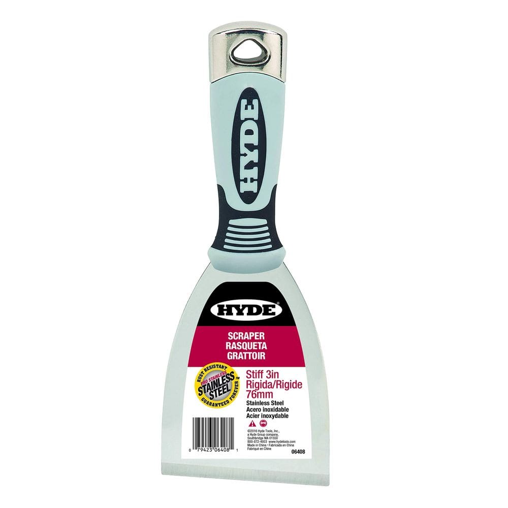 Espátula de aço inoxidável Stiff Scraper HYDE 3”