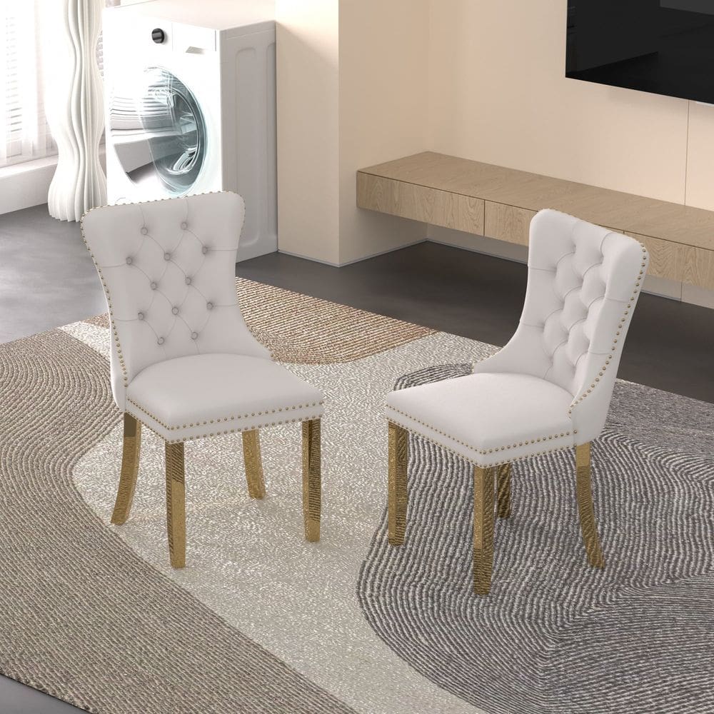 Conjunto de 2 cadeiras de jantar Sumdeal Velvet com anel traseiro com botão