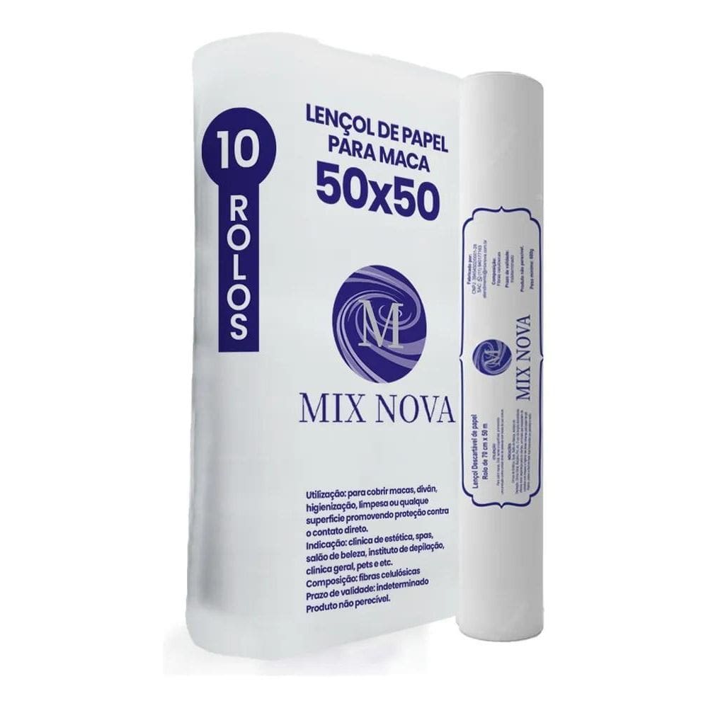 5X Lençol Descartável Papel Hospitalar Maca 50X50Mt - 10 R