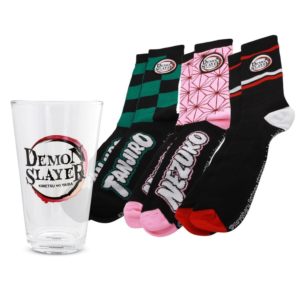 Conjunto de presentes CultureFly Demon Slayer Pint Glass com 3 meias