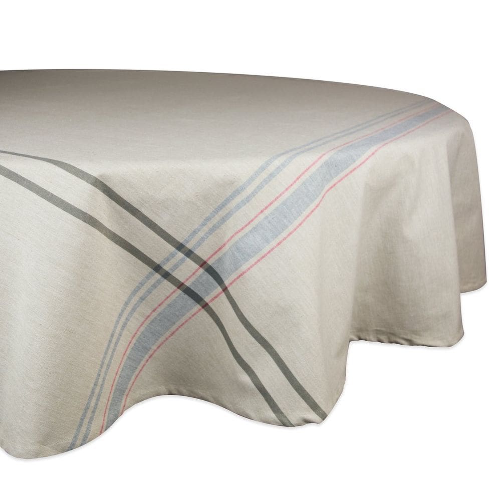 Toalha de mesa DII French Stripe, mesa de jantar redonda, 70 cm, taupe/cinza