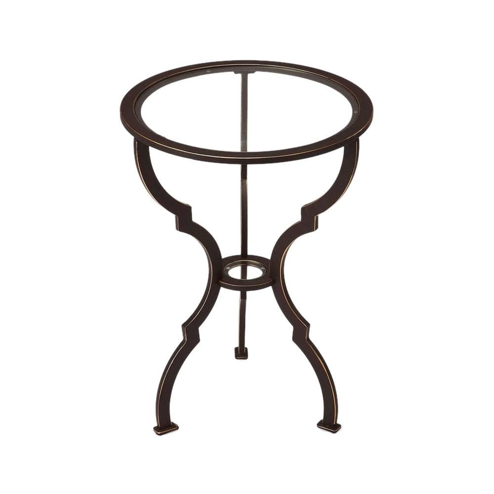 Mesa final Offex Transitional Round Ferro e Vidro - Preto