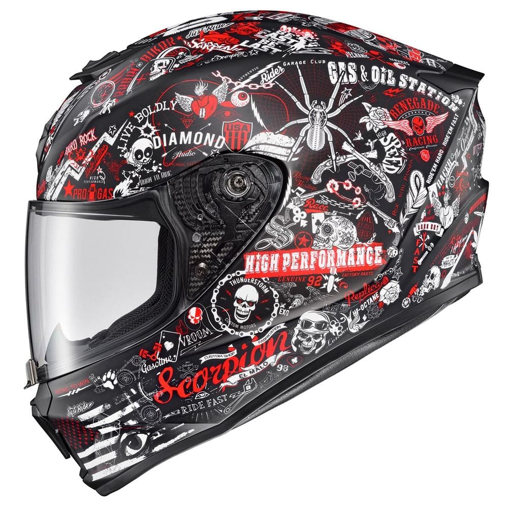 Capacete de motocicleta ScorpionEXO R420 Full Face com Bluetooth Vermelho