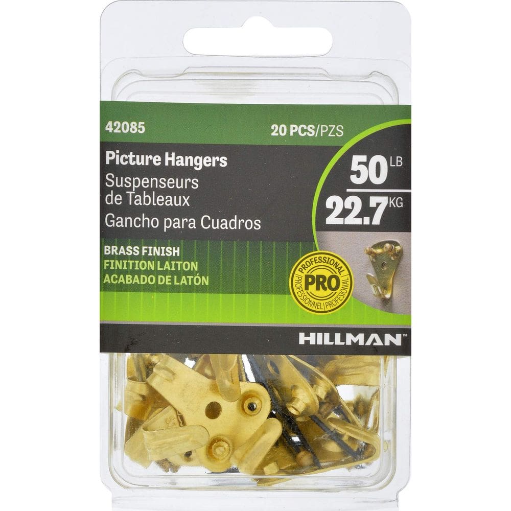 Cabide para fotos Hillman 42085 Classic Brass 22,7 kg, pacote com 20