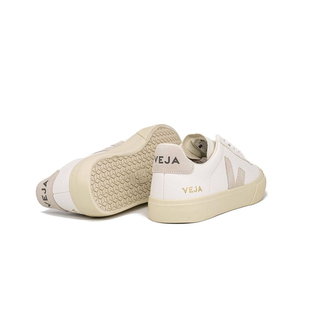 Tênis Veja Campo Masculino em Couro Cromado Extra Branco/Natural