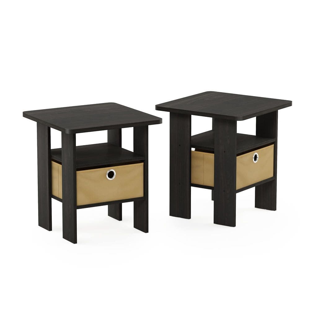 Mesa final/lateral Furinno Andrey, conjunto de 2 com gaveta Bin Drawer Espress
