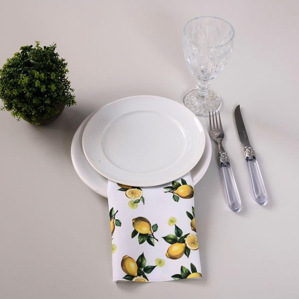 Kit 2 Guardanapos De Tecido Estampado Allegra 2 Peças 35cm X 35cm 100% Poliéster - Limão