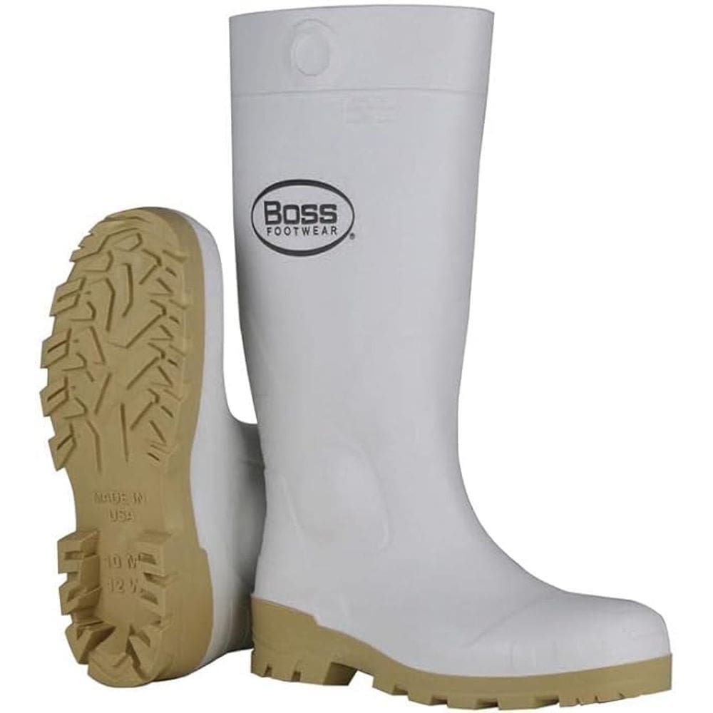 Botas impermeáveis lisas de PVC unissex BOSS brancas 45 cm 12 EUA