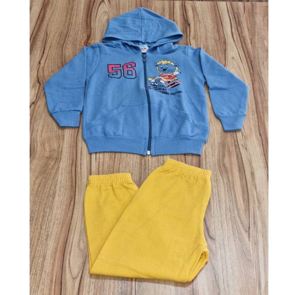 Conjunto Infantil Masculino Inverno Com Capuz 3 Azul