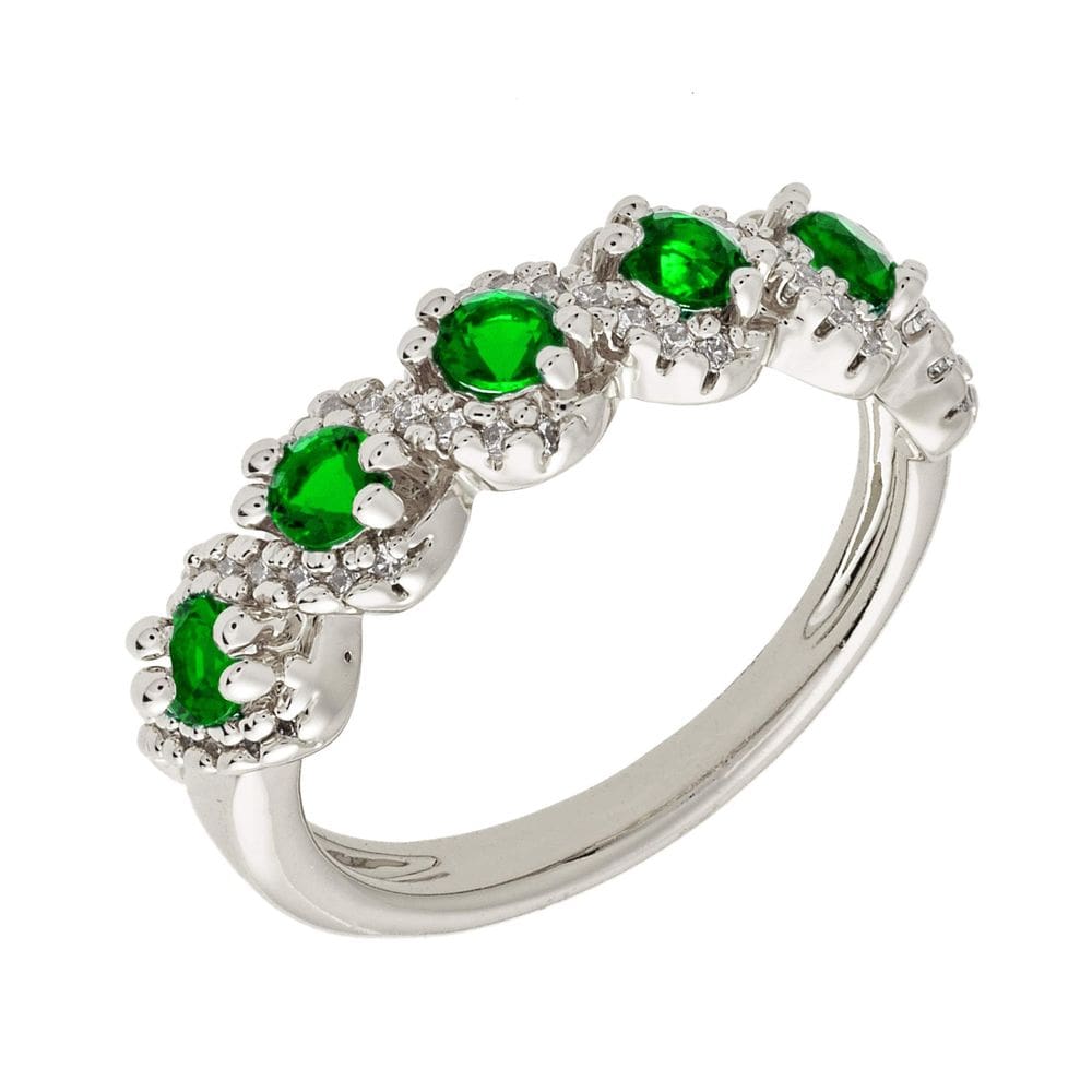 Anel ELEGANT CONFETTI Paris banhado a ouro branco 18k verde CZ