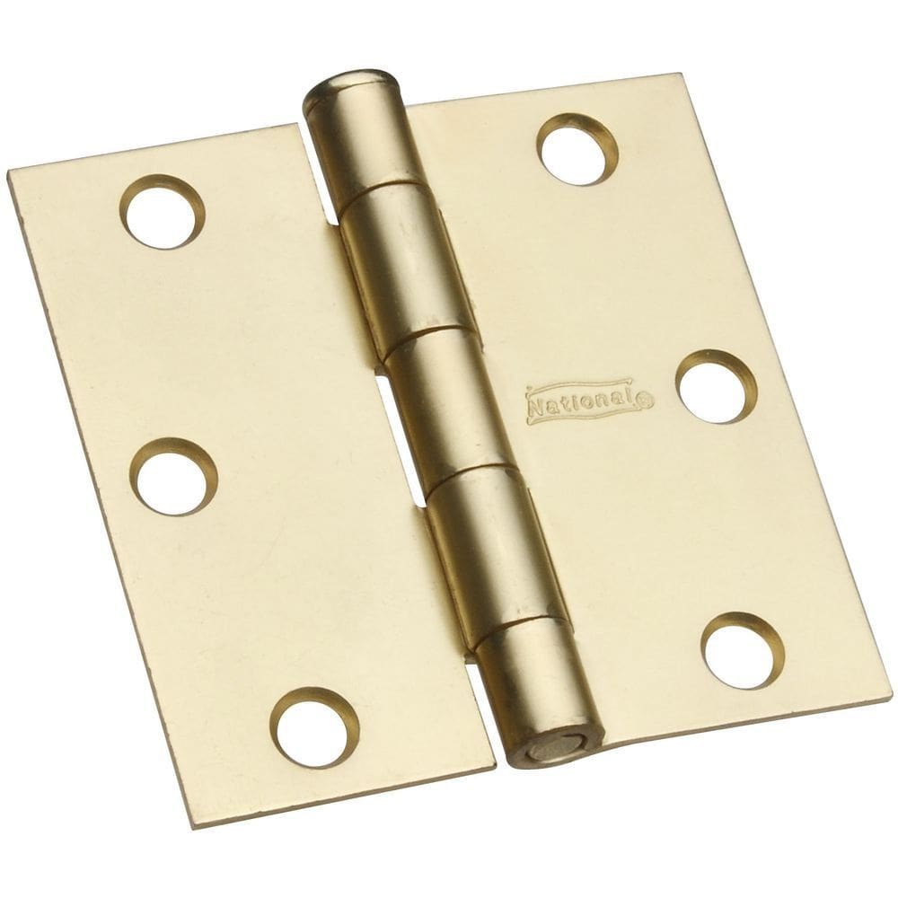 Dobradiças de porta National Hardware N186-908 em latão acetinado, pacote com 2