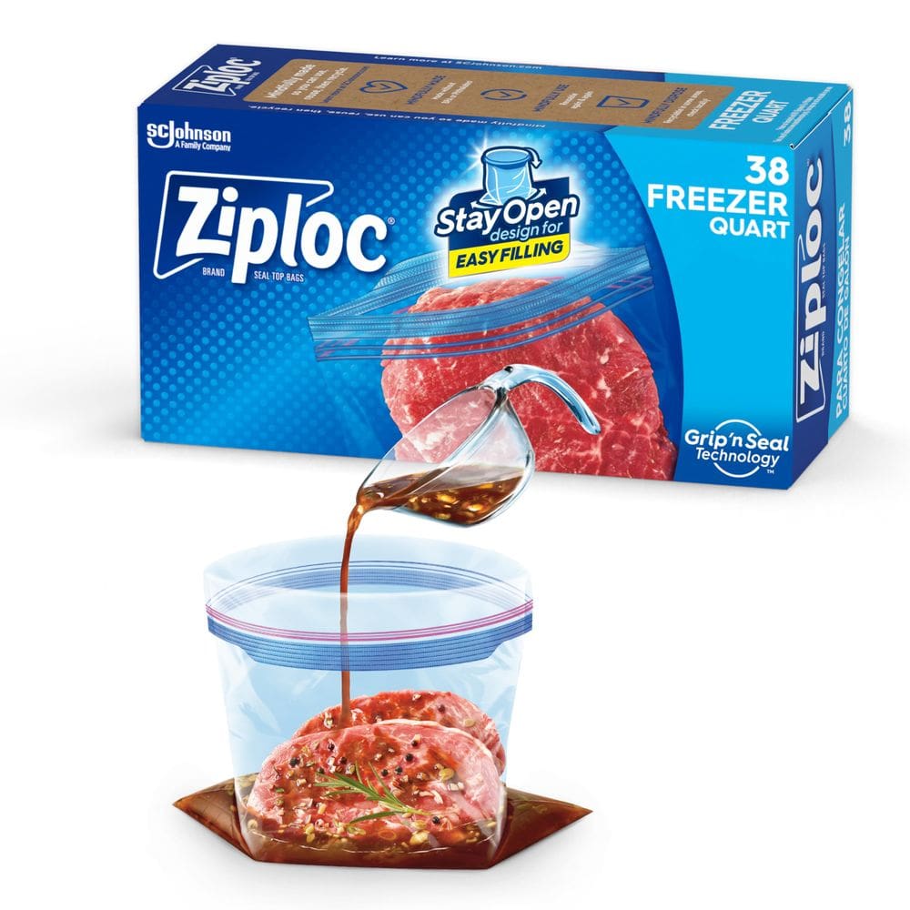 Sacos para congelação de armazenamento de alimentos Ziploc Quart 38 unidades