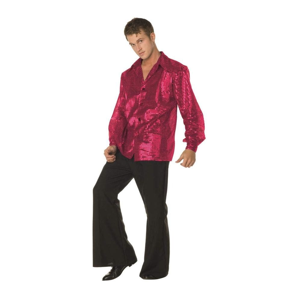 Camisa RG Disfraz Disco Inferno con Lentejuelas Fucsia Talla Grande