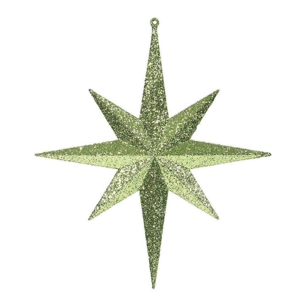Enfeite suspenso Vickerman 30 cm Lime Glitter Bethlehem Star 2 peças