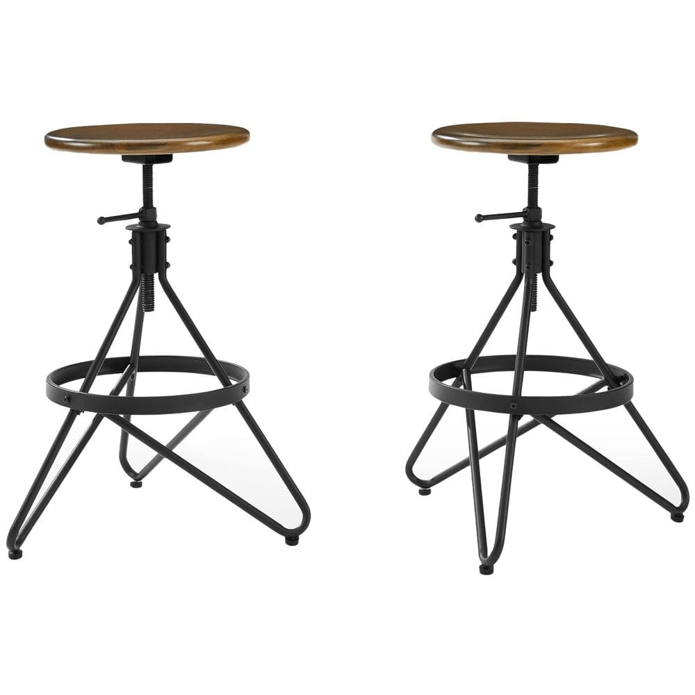 Bancos de bar Crosley Kalen Wood Seat, giratório ajustável, 2 peças