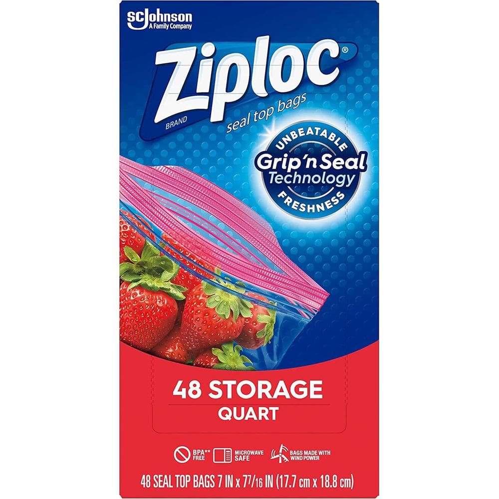 Sacos de armazenamento de alimentos Ziploc Quart Grip `n Seal 48 unidades