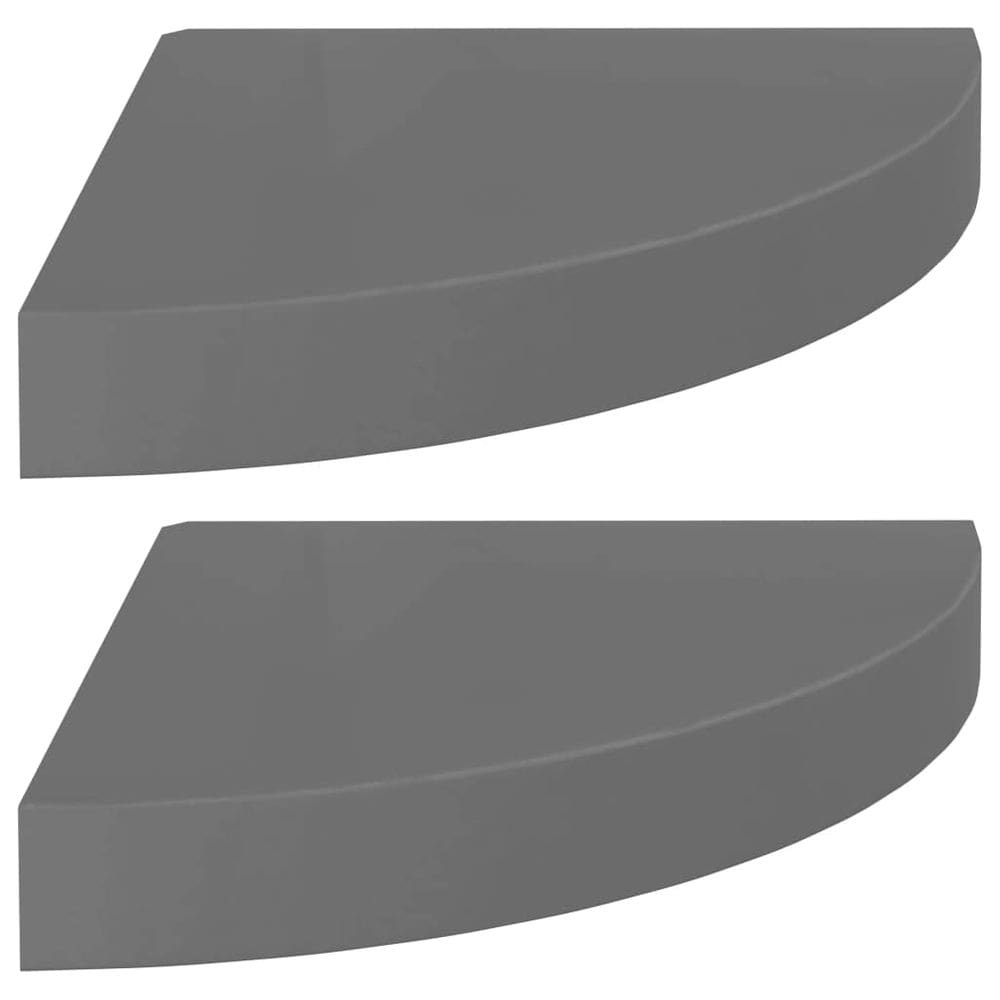 Prateleiras de canto flutuantes vidaXL High Gloss Grey, conjunto de 2