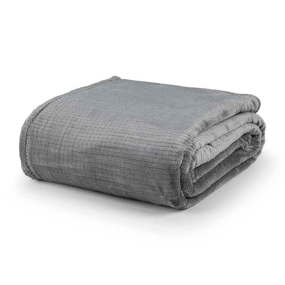 Cobertor Queen Dublin Manta Flannel Ultrasoft - Cinza Lunar