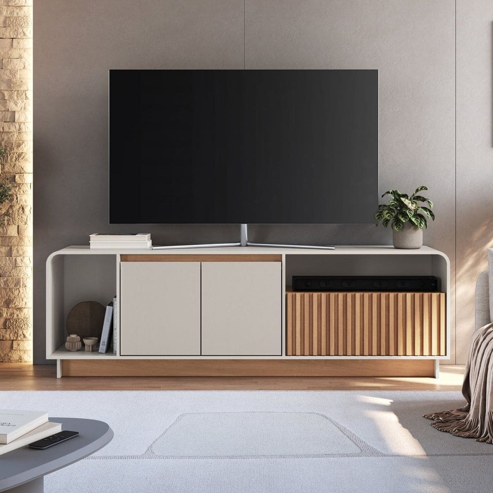 Rack para Tv 65 Polegadas Ripado Arizona Freijó/Off White