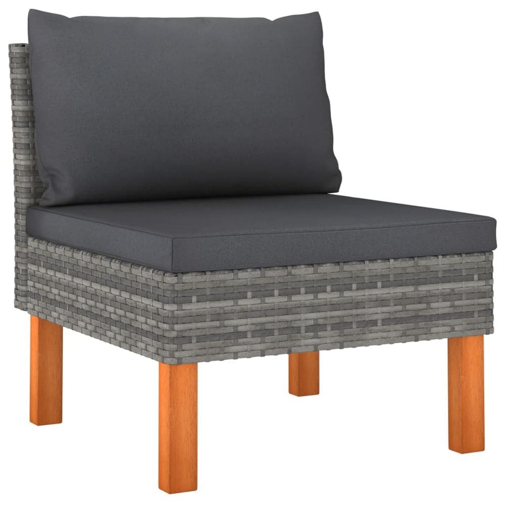 Cadeira Benzara Sofá Modular Cinza Poly Rattan Wood