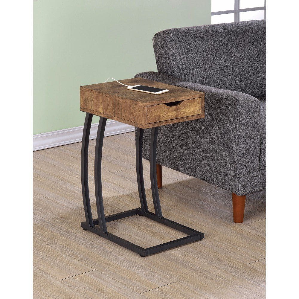 Mesa Benzara Accent Brown de madeira moderna