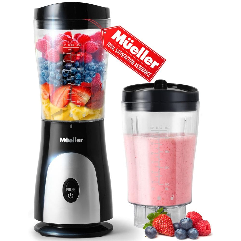 Liquidificador pessoal Mueller para batidos/smoothies de 450 ml com xícara vermelha