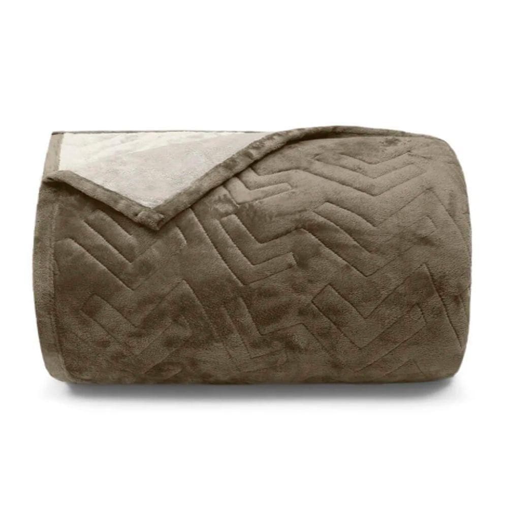 Cobertor Buettner Solteiro Flannel Plush 100% Poliéster Dupla Face 160mx240m Chocolate Escuro / Chocolate Claro