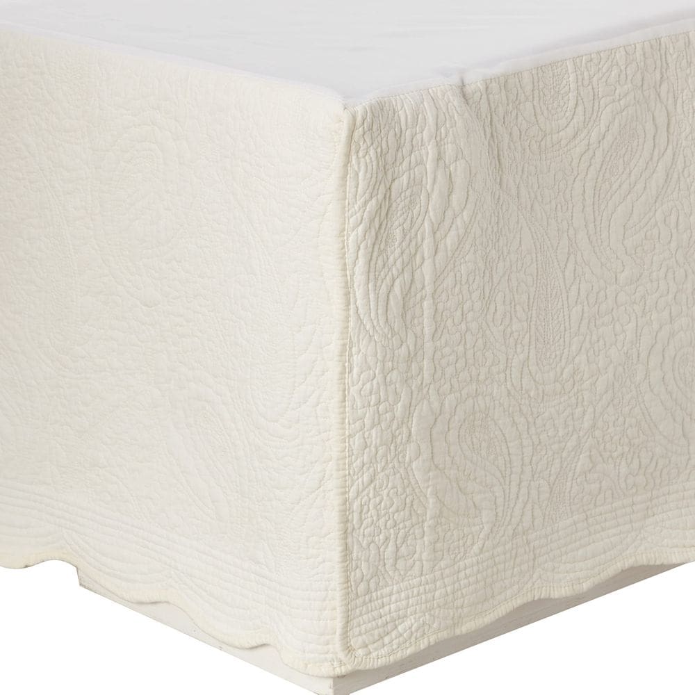 Saia de cama Greenland Home Paisley Acolchoada Ivory King Size