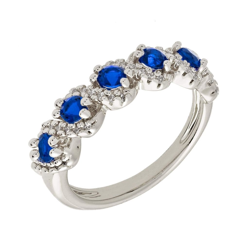 Anel ELEGANT CONFETTI Paris banhado a ouro branco 18k azul CZ