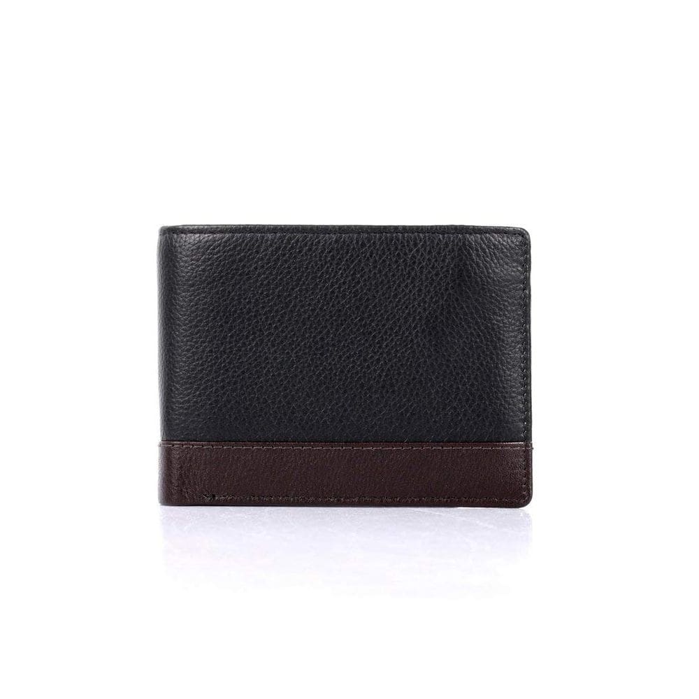 Carteira masculina Karla Hanson de couro com bloqueio de RFID com duas dobras pretas
