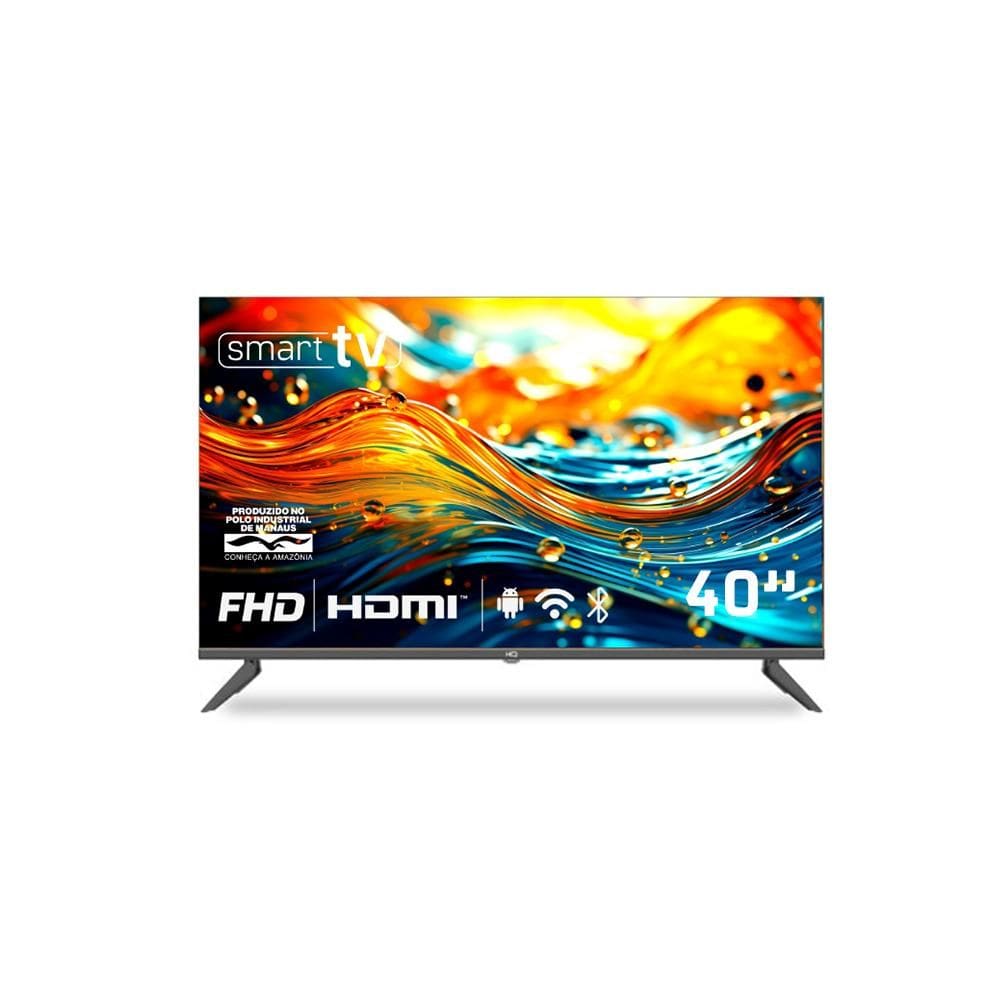Smart TV HQ 40” Full HD tela sem bordas Android 12 design Slim HQS40NKHM