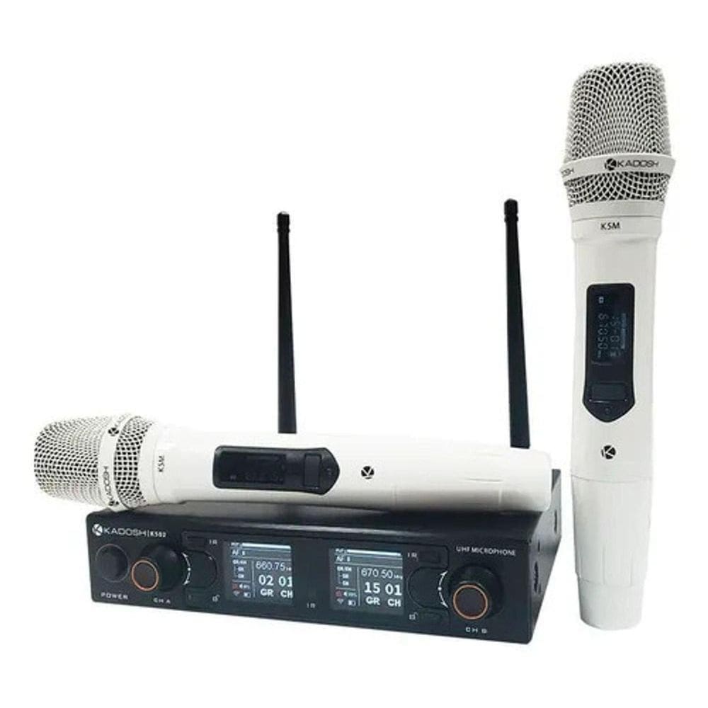 Microfone Kadosh K-502M Sem Fio Bastão Duplo Branco