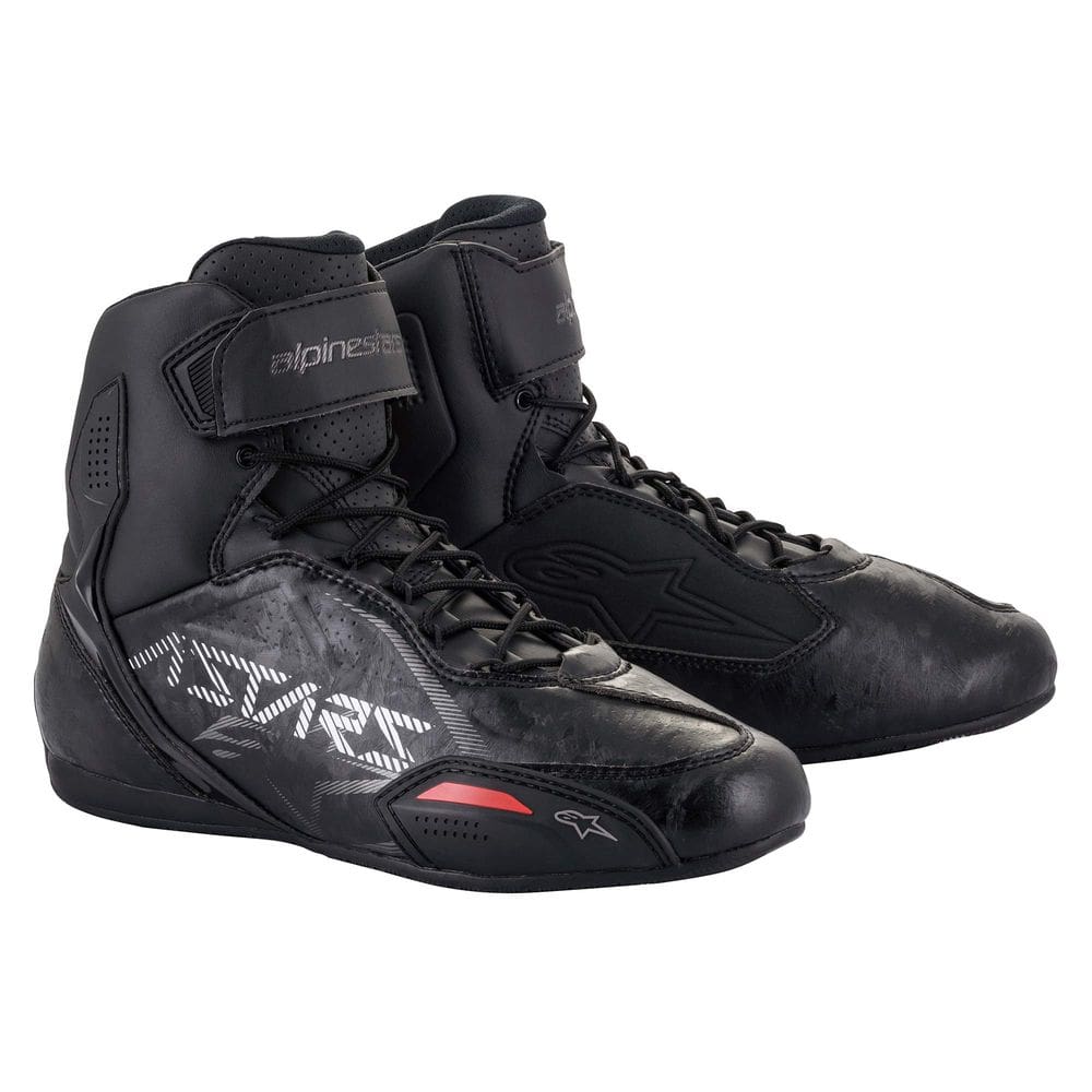 Sapatos de motocicleta Alpinestars Faster-3 pretos para homens tamanho 13,5