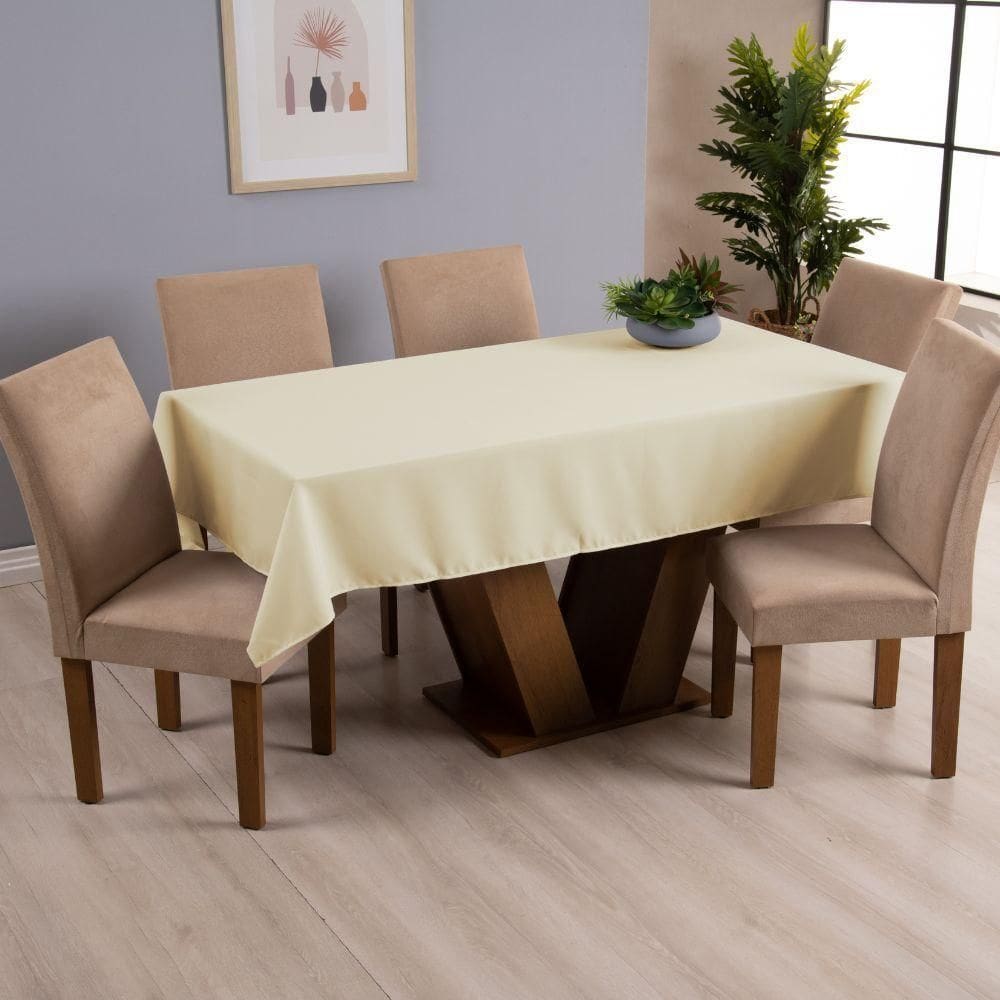 Toalha De Mesa Basic 1 Peça 3,00m X 1,40m 10 Lugares Tecido Oxford 100% Poliéster - Palha