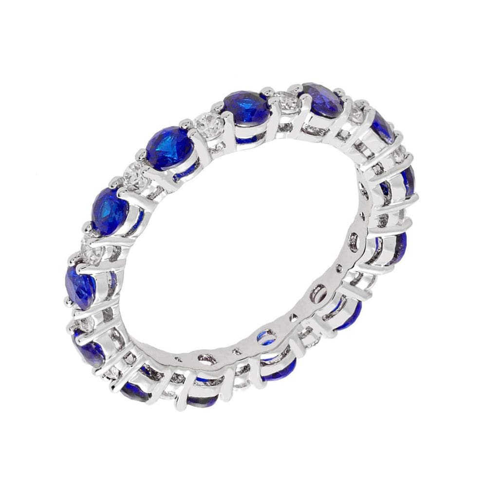 Anel ELEGANT CONFETTI Paris banhado a ouro branco 18k azul CZ