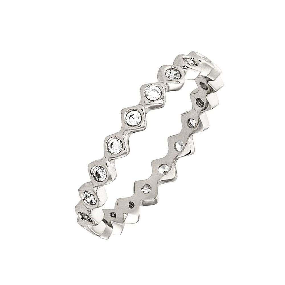 Anel ELEGANT CONFETTI Venice banhado a ouro branco 18k CZ