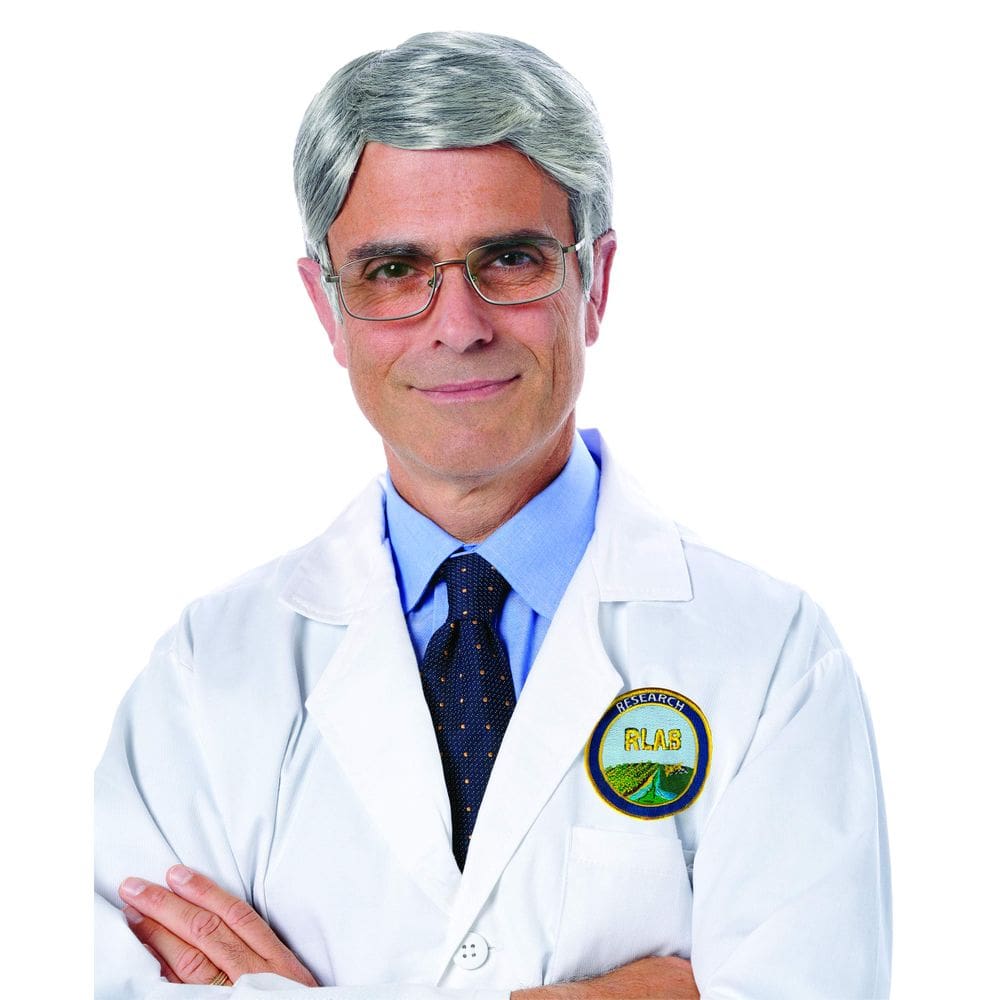 Traje de fantasia Feisty Fauci, peruca cinza, poliéster, tamanho único