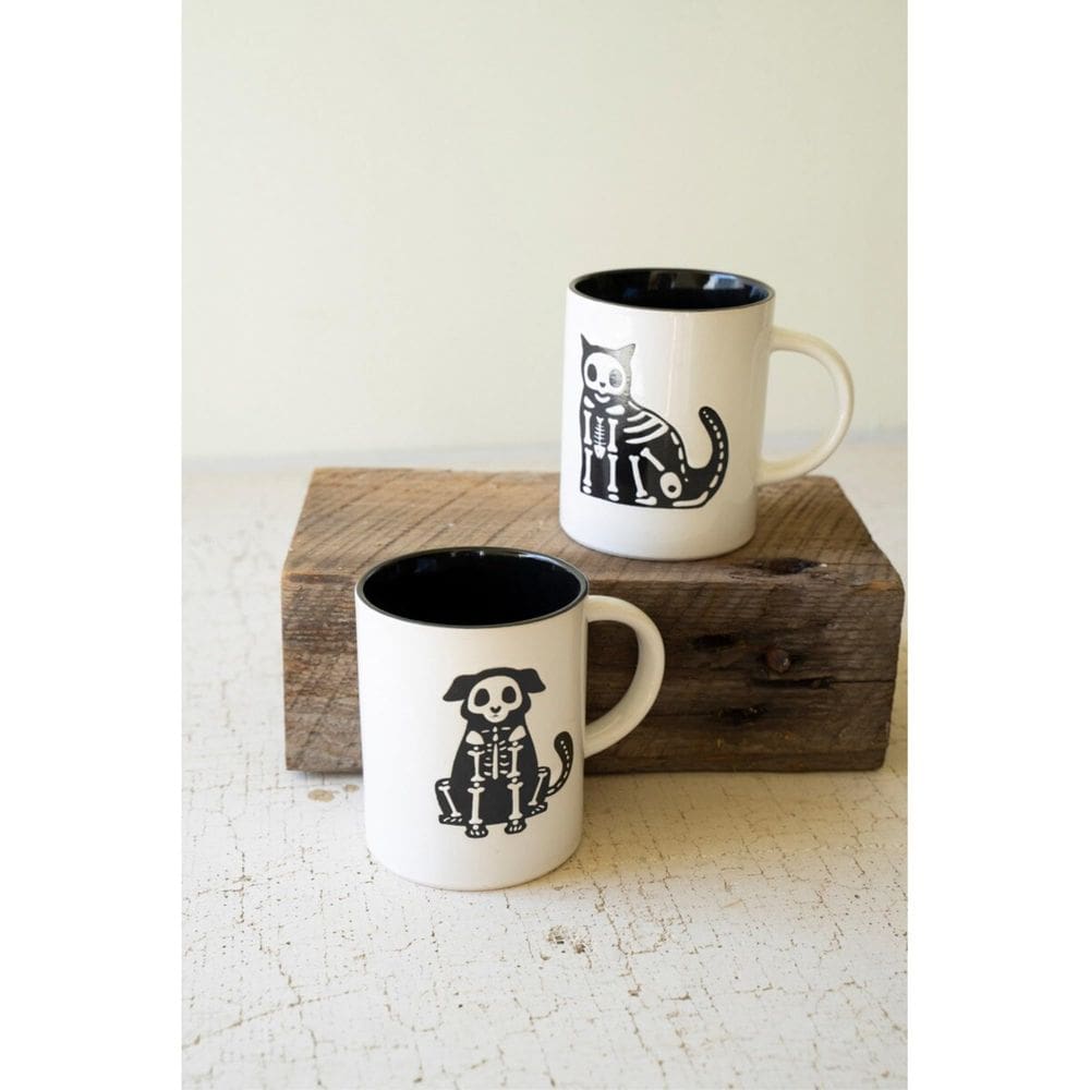 Conjunto de canecas de cerâmica KALALOU para cães e gatos Halloween 500 ml