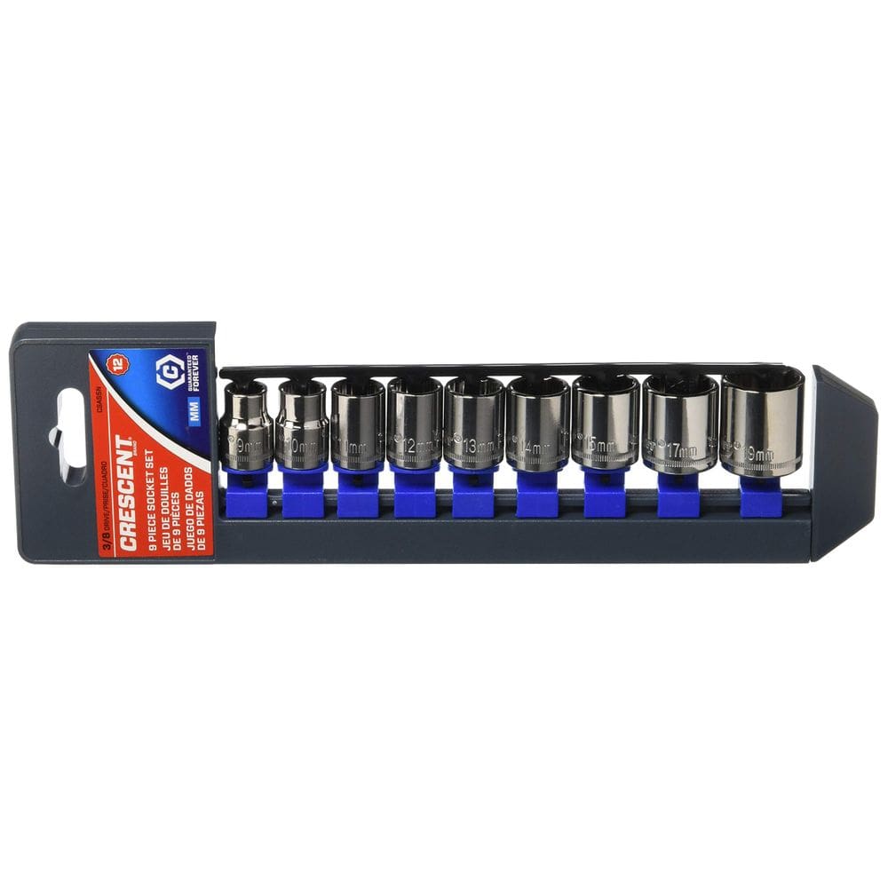 Conjunto de soquetes Crescent 9 Pc 3/8” Drive 12 pontos métrico